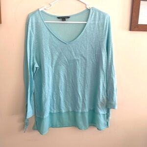 Zac and Rachel aqua ribbon top L